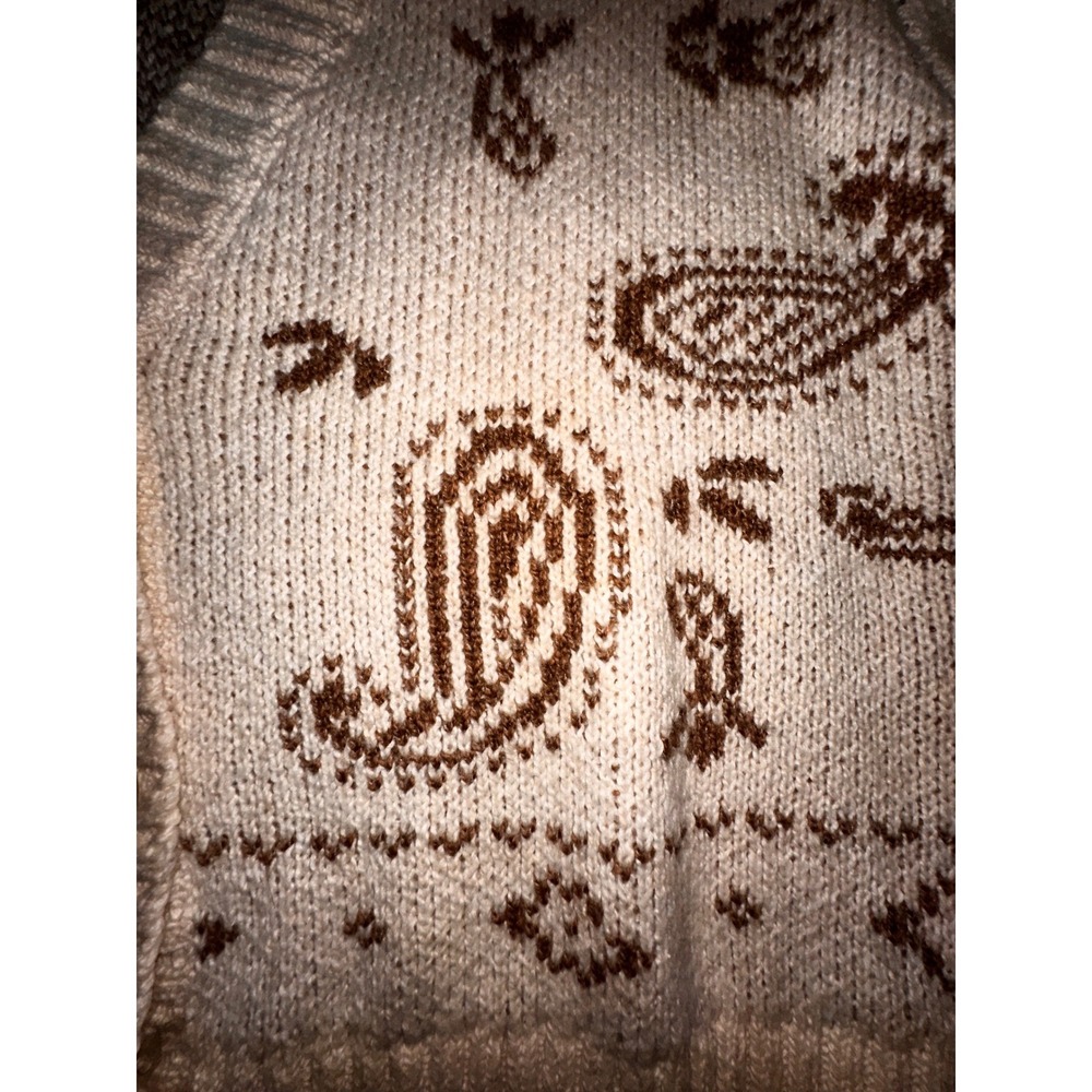 American Eagle Paisley Bandana Knit Cardigan Sweater Cream Brown Womens Medium - Picture 5 of 7
